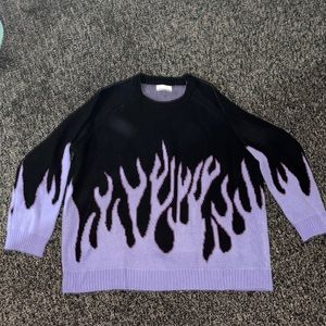 Oversized Purple Flame Sweater